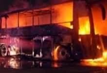 جان باختن 19 مسافر در تصادف اتوبوس تهران - کرمان که منجر به حریق شد