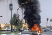 آتش‌سوزی خودرو در دهدشت (+تصاویر)