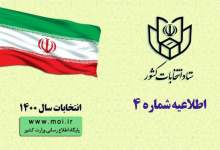 اطلاعیه شماره 4 وزارت کشور ستاد برای انتخابات 1400 شوراهای اسلامی