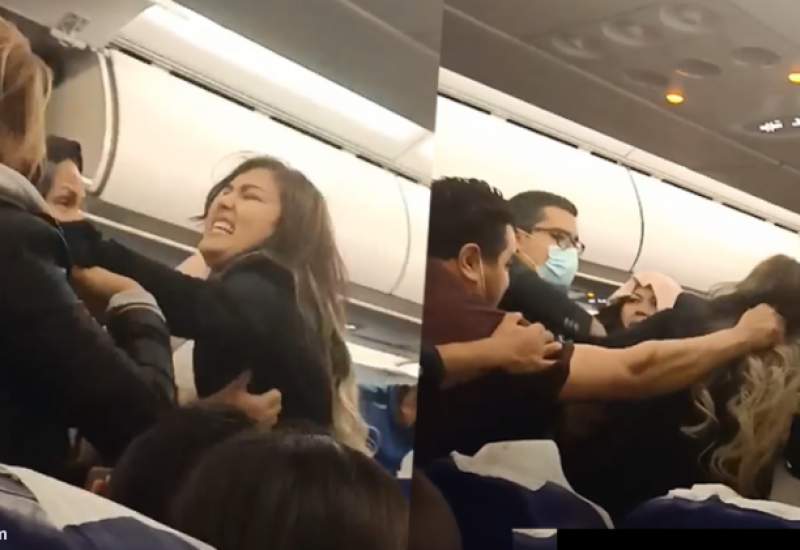 (ویدئو) درگیری شدید بین دو زن در هواپیما