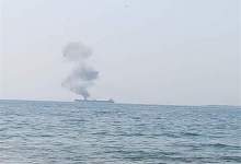 (تصاویر) حمله پهپادی به یک نفتکش منتسب به ایران در سواحل سوریه
