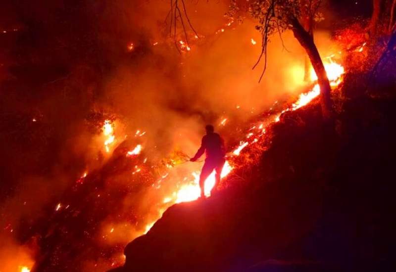 آتش در کوه شره کهگیلویه همچنان می‌تازد
