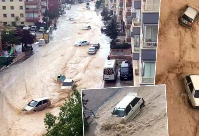 (ویدئو) سیل در ترکیه ده‌ها خودرو را با خود برد