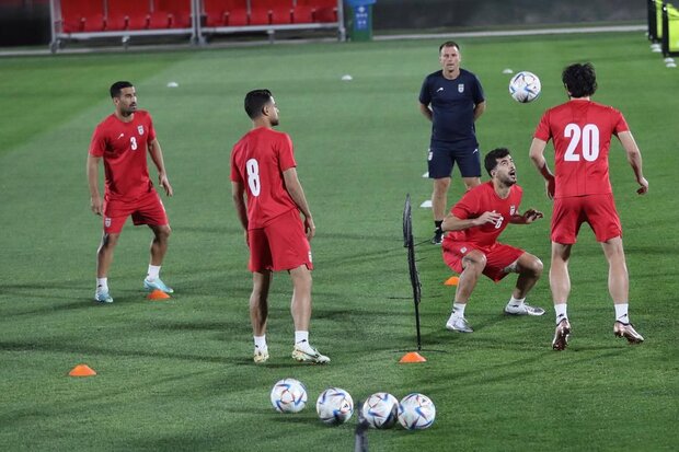 روحیه بالا بازیکنان در تمرین تیم ملی ایران قبل از بازی با آمریکا